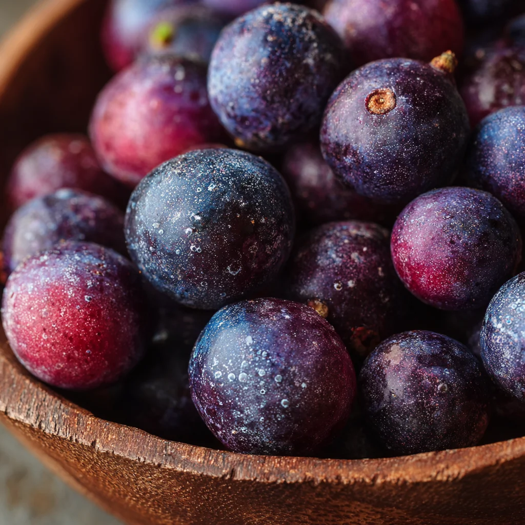 Acai berries close-up in bowl