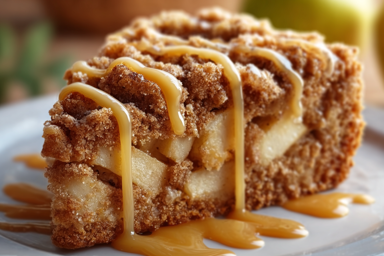 Apple Crumb Cake with Cinnamon Apple Drizzle