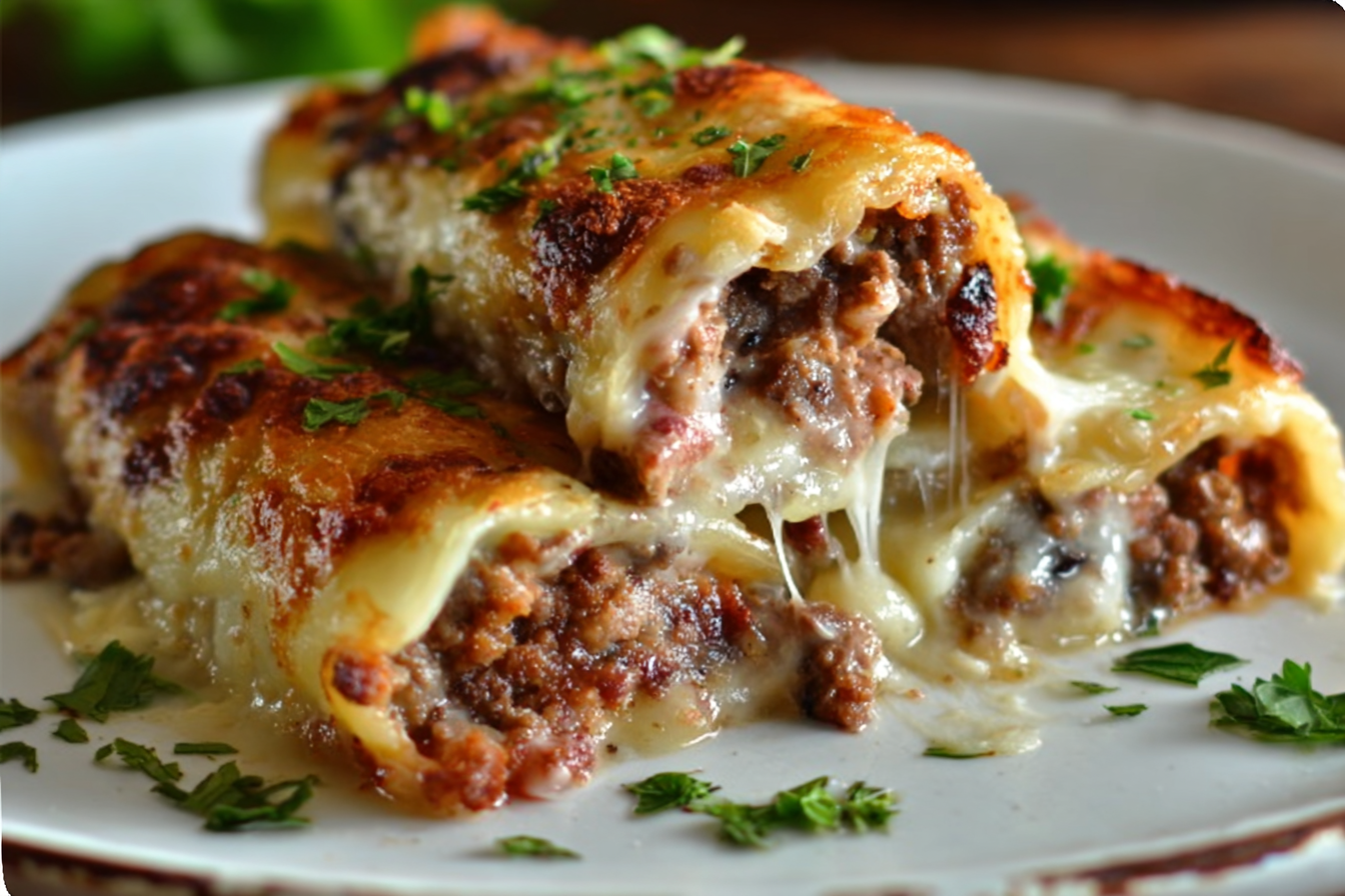 Cheesy Beef-Stuffed Cannelloni