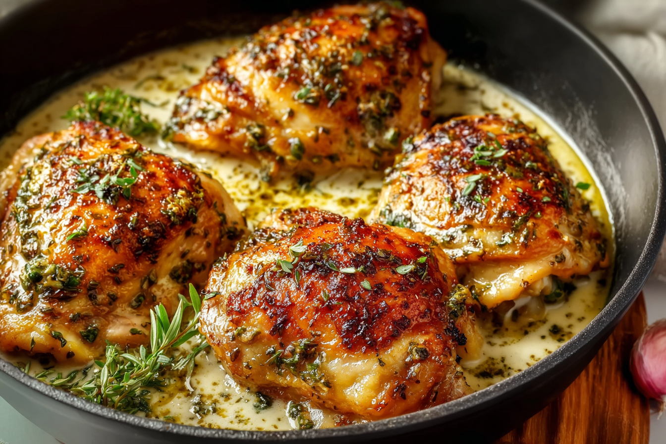 Creamy Garlic Herb Chicken Thighs