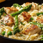 Creamy Lemon Chicken Orzo with Asparagus delights dinner! 3 Creamy Lemon Chicken Orzo with Asparagus