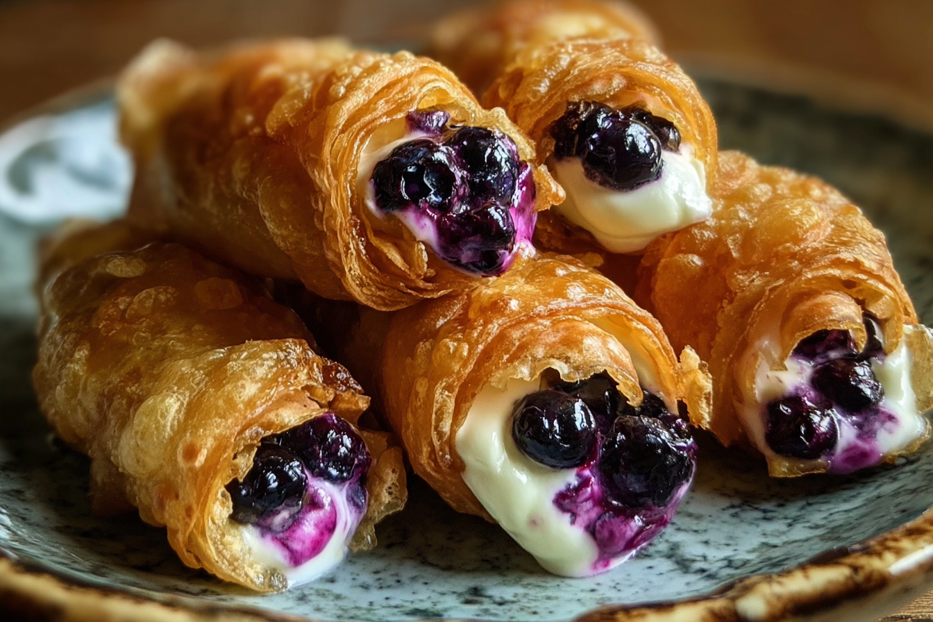 Crispy Blueberry Cream Cheese Rolls