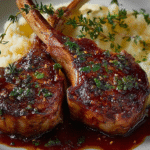 Garlic Herb Lamb Chops with Red Wine Pan Sauce delight! 3 Garlic Herb Lamb Chops with Red Wine Pan Sauce