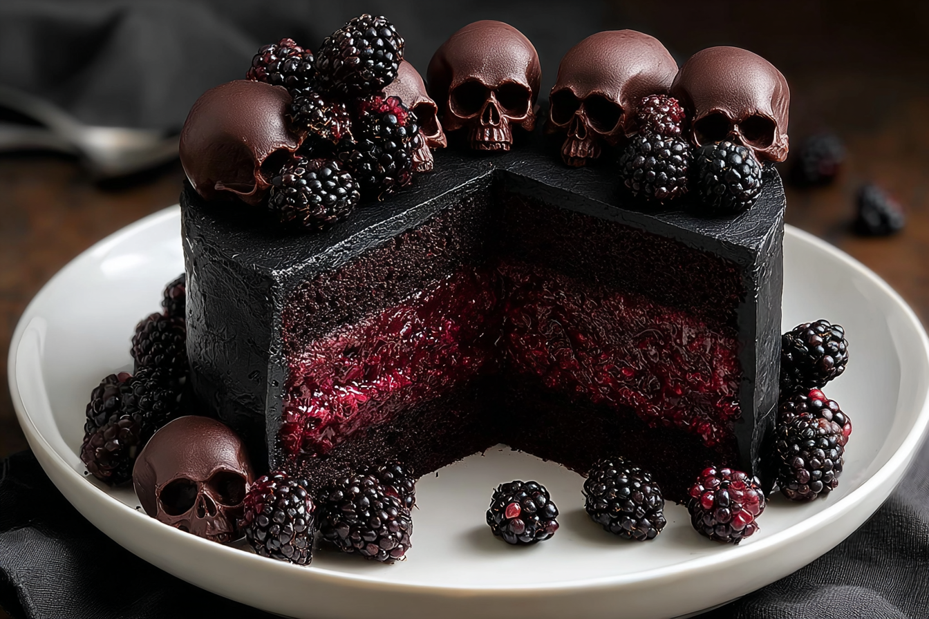 Gothic Blackberry Skull Cake