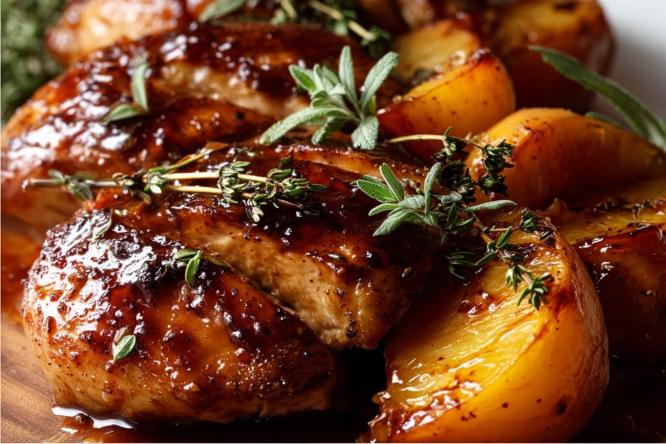 Honey Glazed Chicken with Roasted Peaches