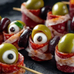 Spooky Salami Eyeball Skewers
