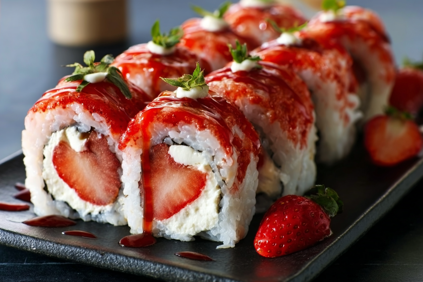 Strawberry Dessert Sushi Rolls