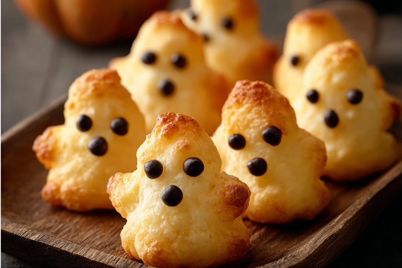 Cheesy Ghost Puffs: Create Spooky Halloween Treats! 2 Cheesy Ghost Puffs