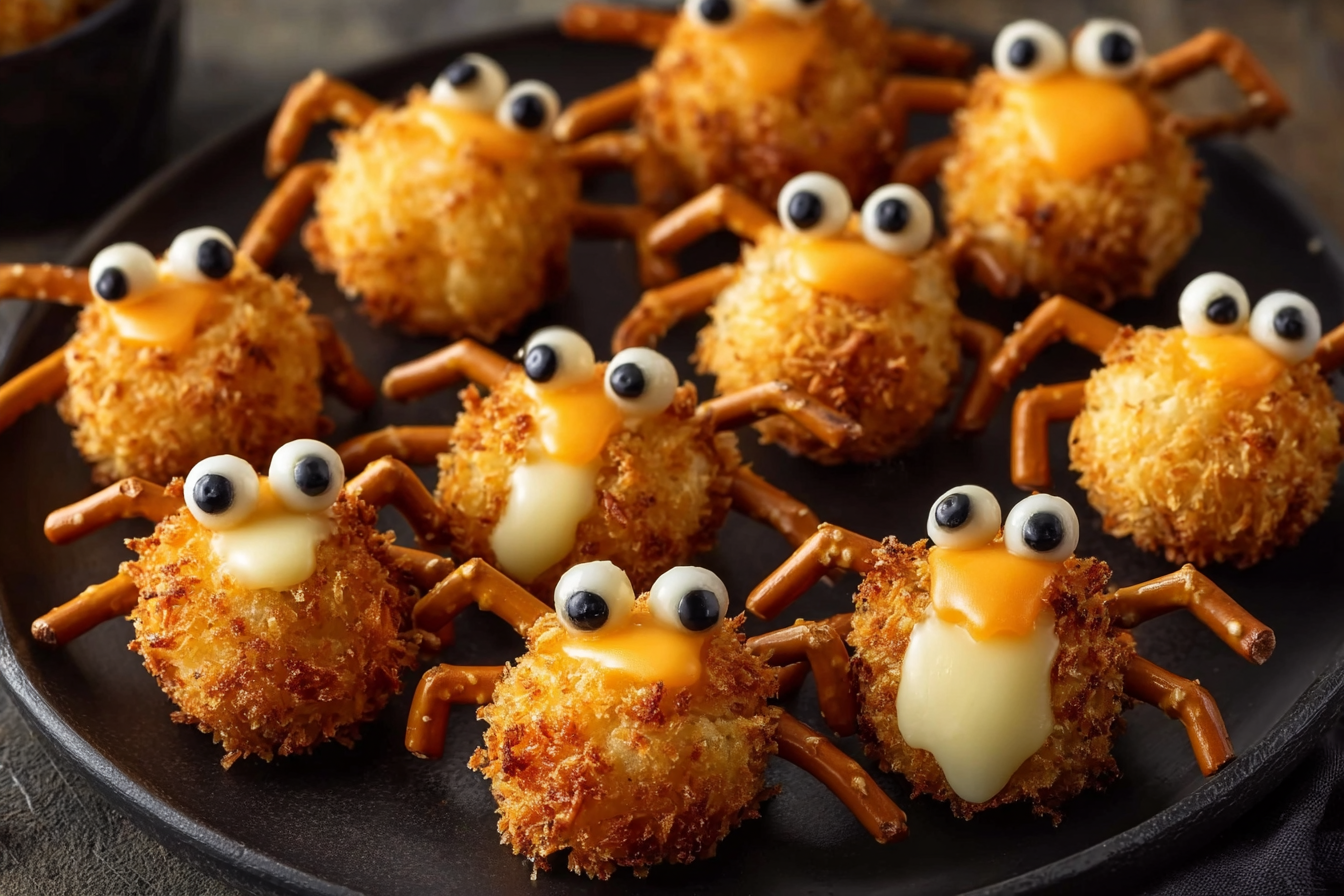 Cheesy Halloween Spider Bites