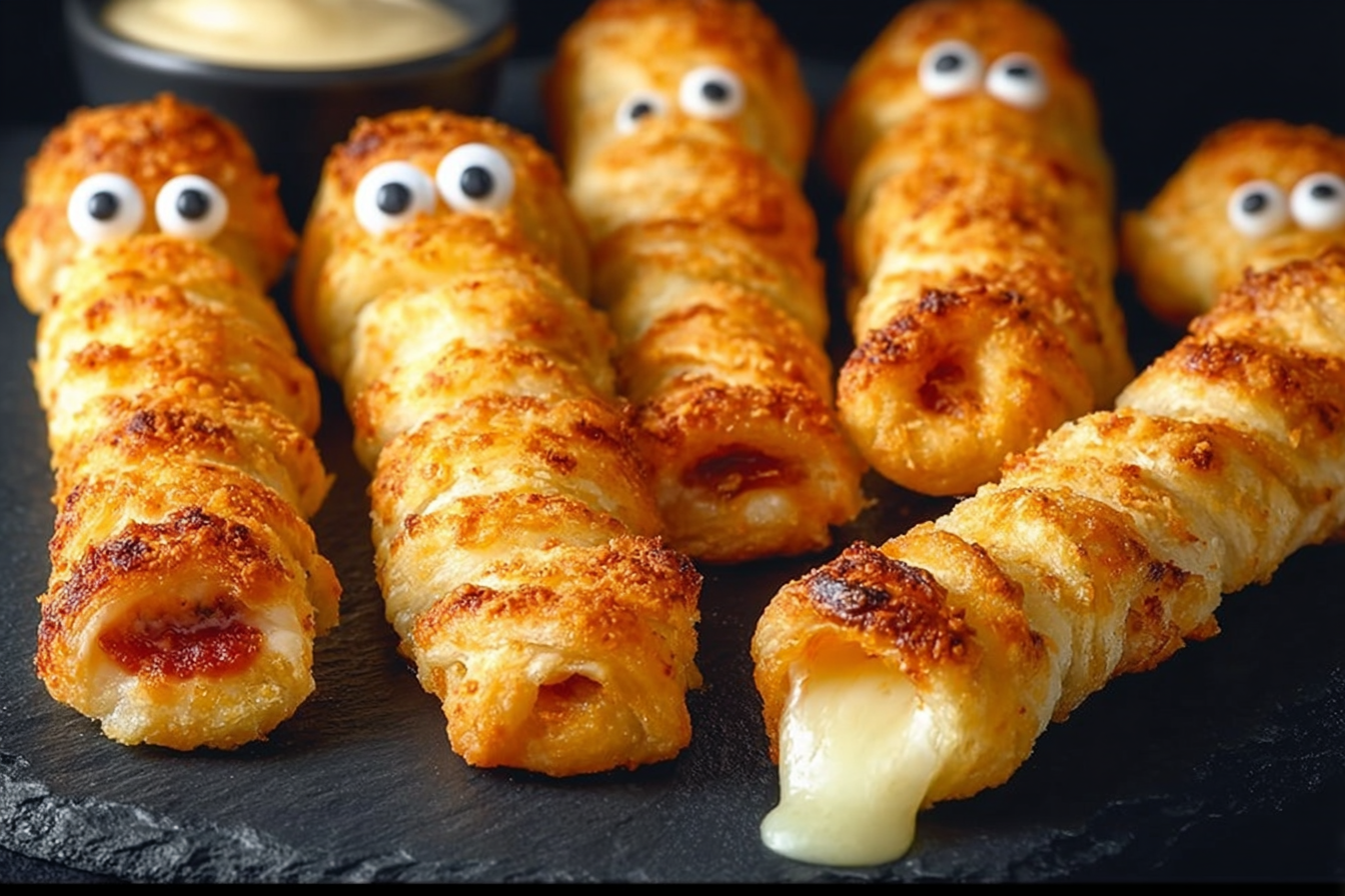 Cheesy Mummy Breadsticks Recipe for Spooky Snacks! 2 Cheesy Mummy Breadsticks