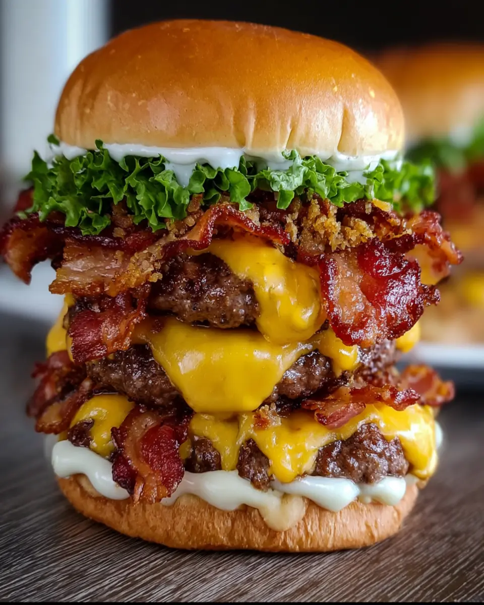 Triple-Stack Bacon Cheeseburger Supreme: Indulge in Homemade Bliss 8