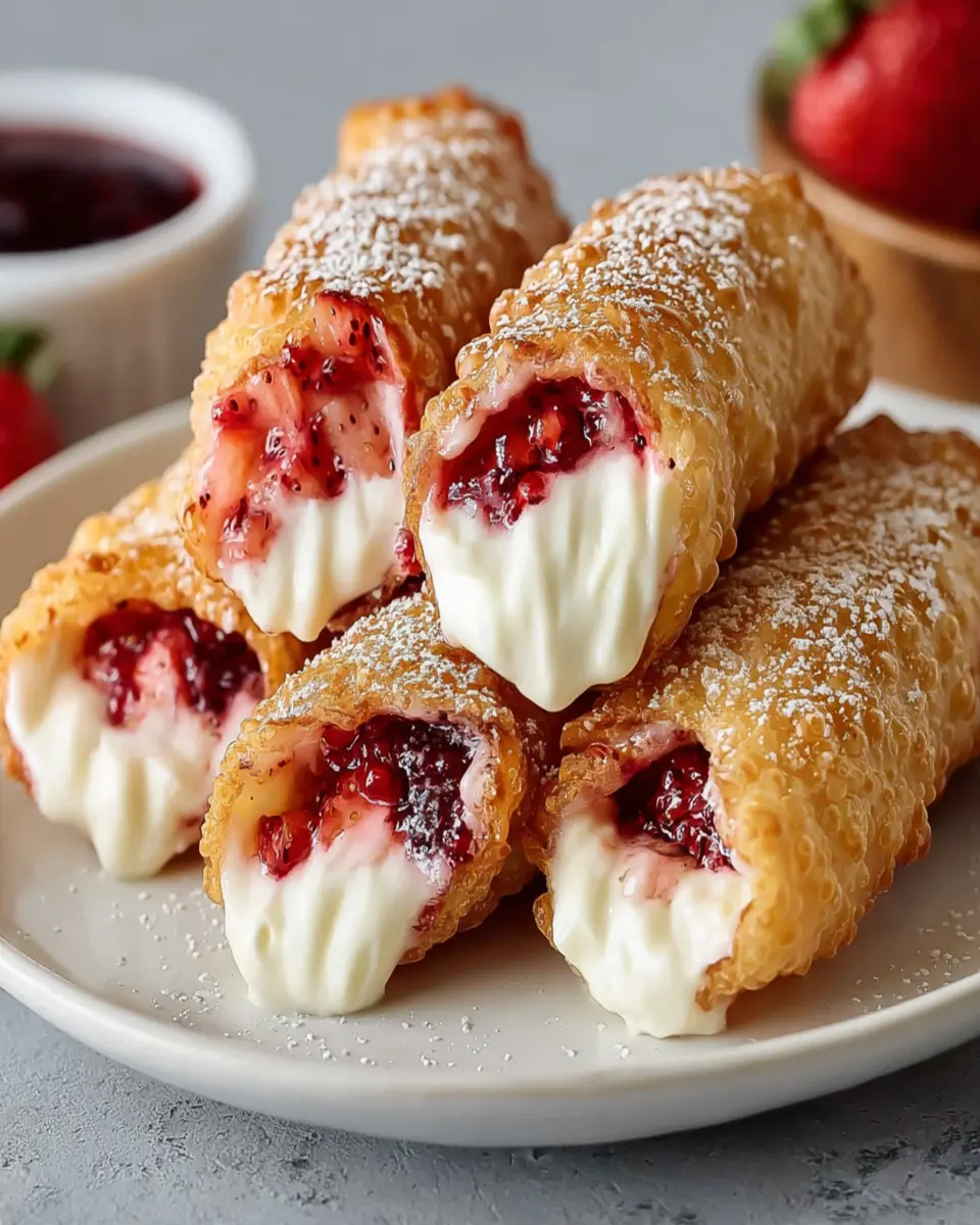 Strawberry Cream Cheese Dessert Egg Rolls: Irresistibly Sweet Delight 4 Strawberry Cream Cheese Dessert Egg Rolls First Image