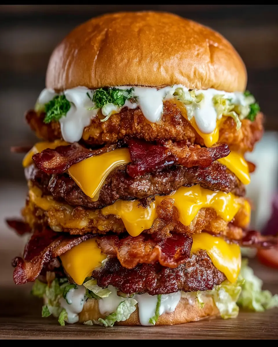 Triple-Stack Bacon Cheeseburger Supreme: Indulge in Homemade Bliss 6