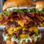 Triple-Stack Bacon Cheeseburger Supreme: Indulge in Homemade Bliss 9 Triple-Stack Bacon Cheeseburger Supreme First Image