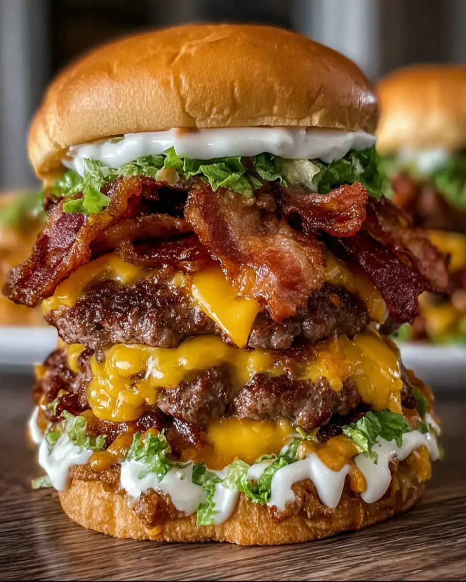 Triple-Stack Bacon Cheeseburger Supreme: Indulge in Homemade Bliss 5 Triple-Stack Bacon Cheeseburger Supreme First Image