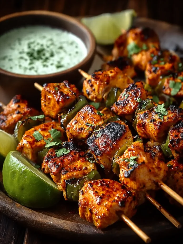 Spicy Honey Jalapeño Chicken Skewers with Cilantro Lime Dip First Image