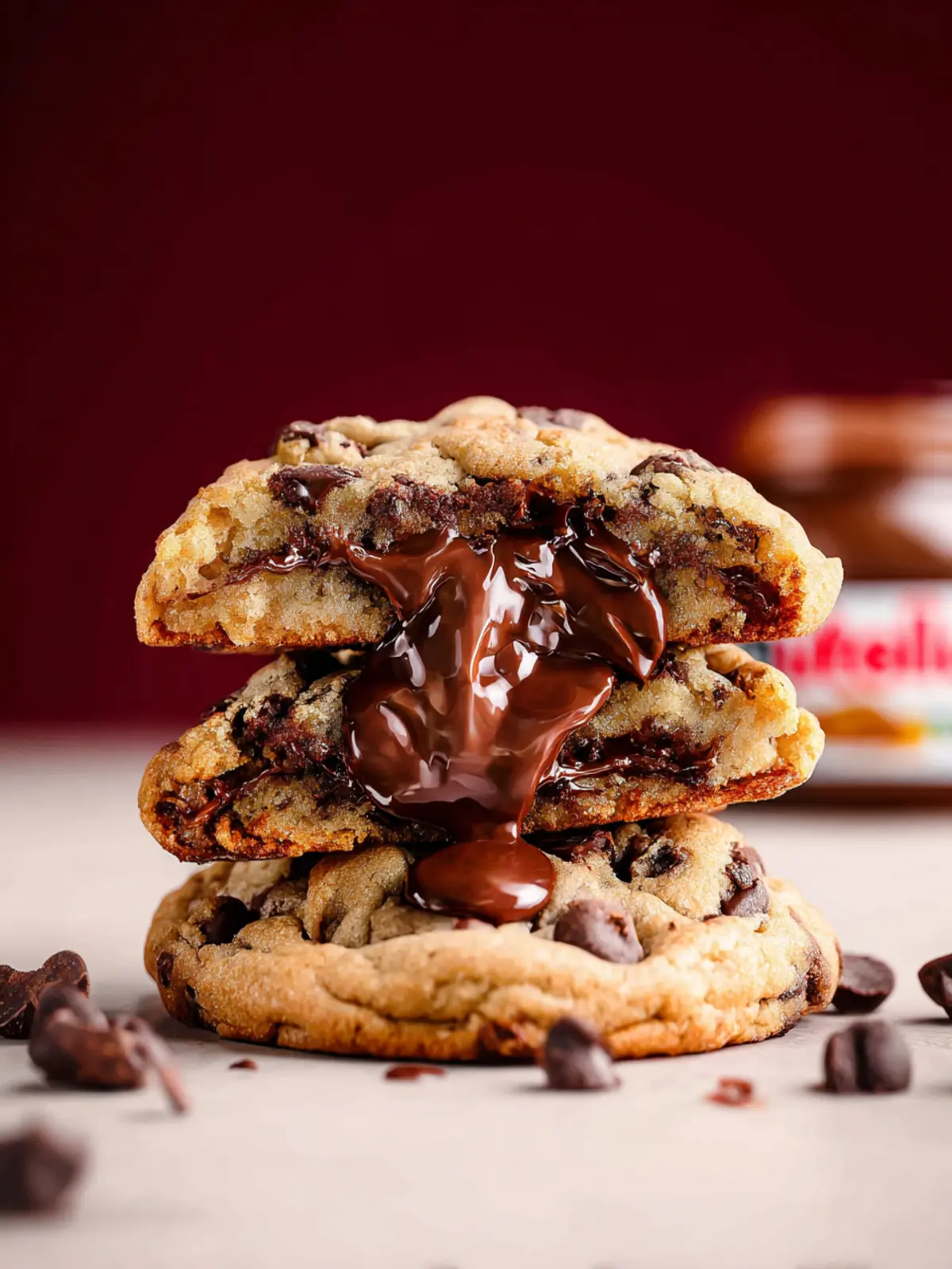 Nutella Stuffed Chocolate Chip Cookies First Image