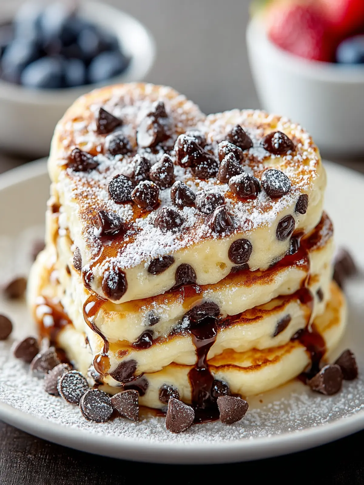 Decadent Chocolate Chip Ricotta Heart Pancakes Recipe First Image