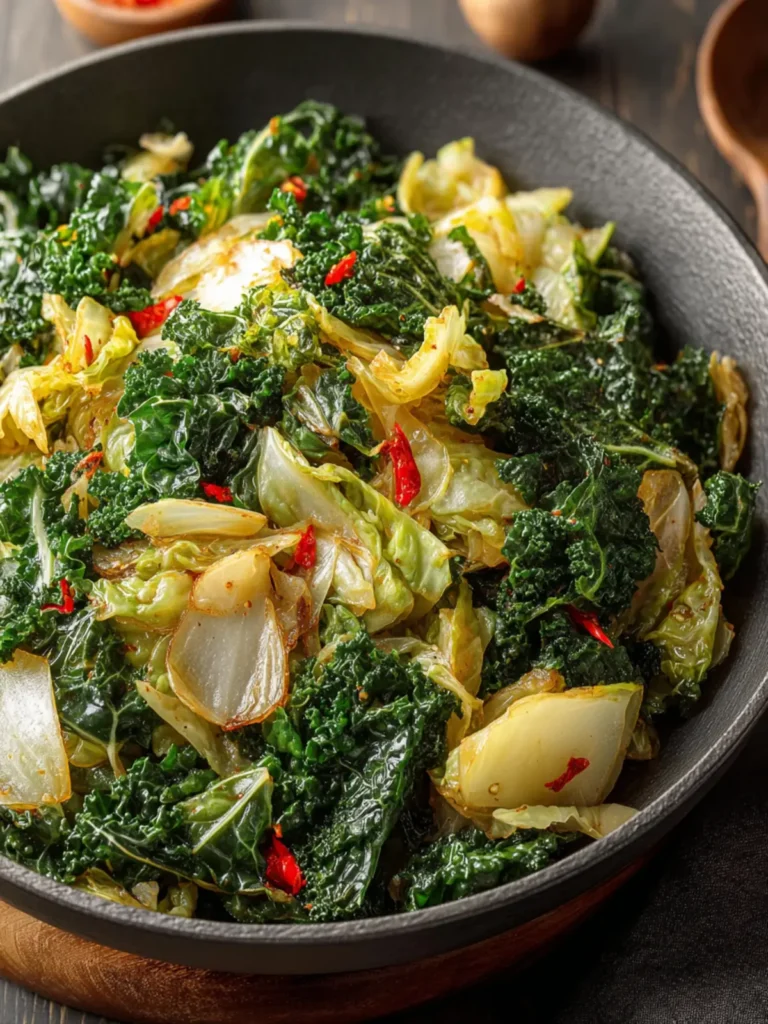 Garlic Sautéed Cabbage Kale Skillet First Image