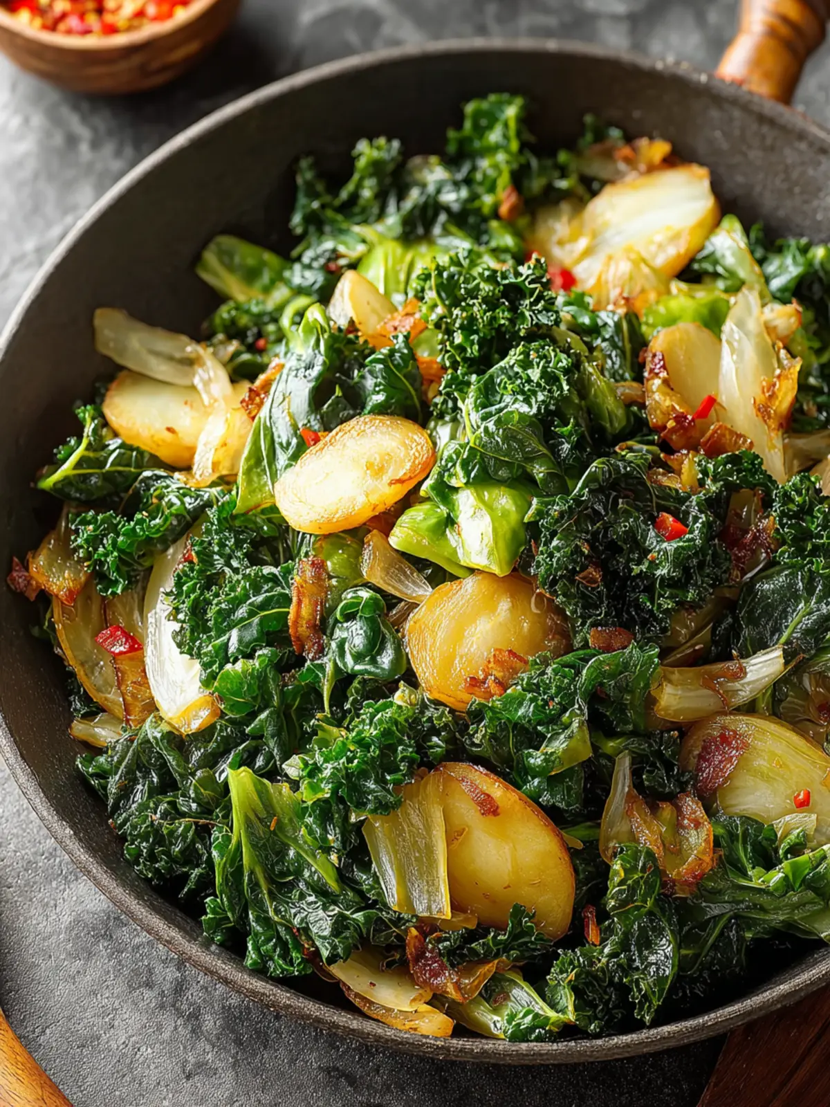 Garlic SautA©ed Cabbage Kale Skillet Second Image g0ph4p