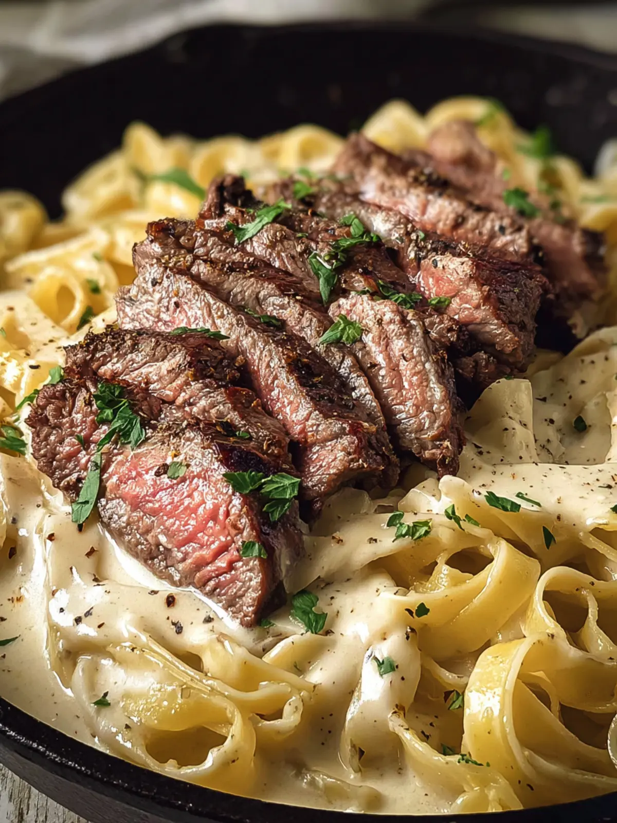 Indulgent Steak Alfredo: A Creamy Dinner Delight First Image