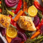 Sheet Pan Citrus Chicken: Juicy Flavor with Colorful Veggies 9 Sheet Pan Citrus Chicken and Rainbow Vegetables First Image
