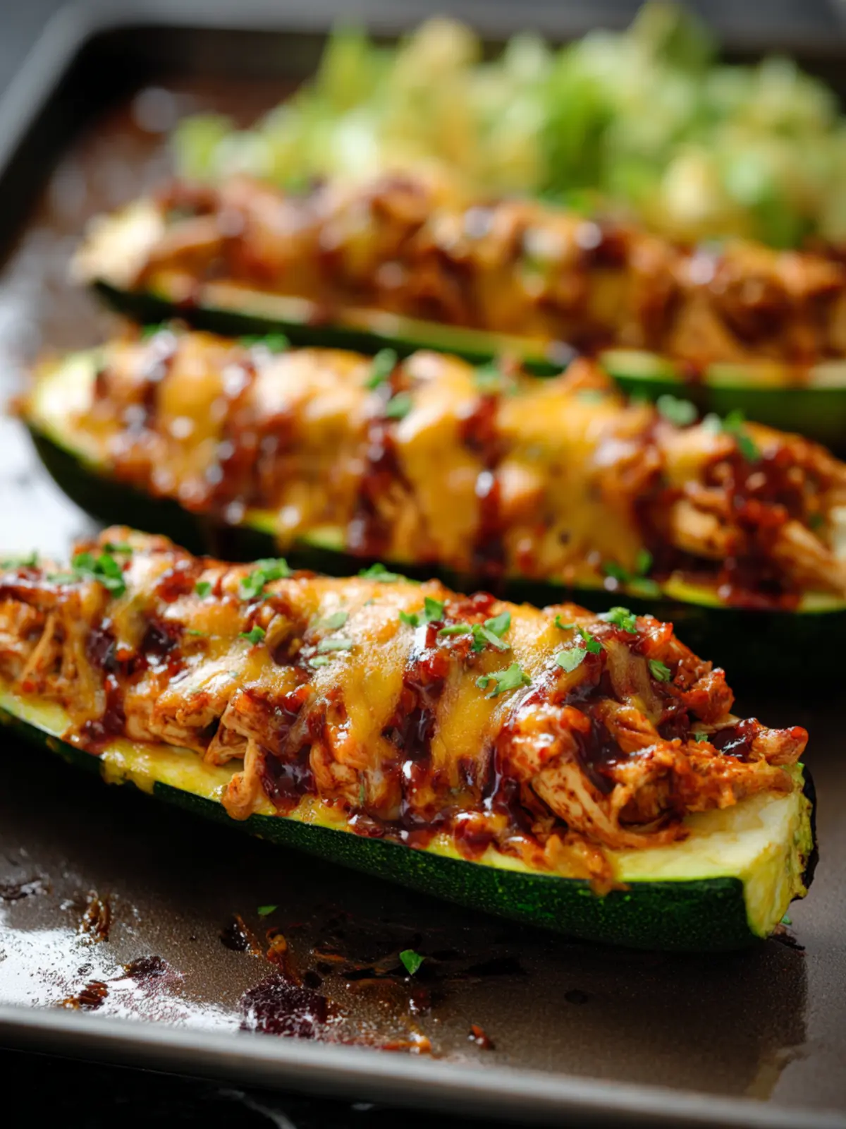 BBQ Chicken Stuffed Zucchini Boats: A Juicy Twist on Dinner 8 BBQ Chicken Stuffed Zucchini Boats Fourth Image i21kzr