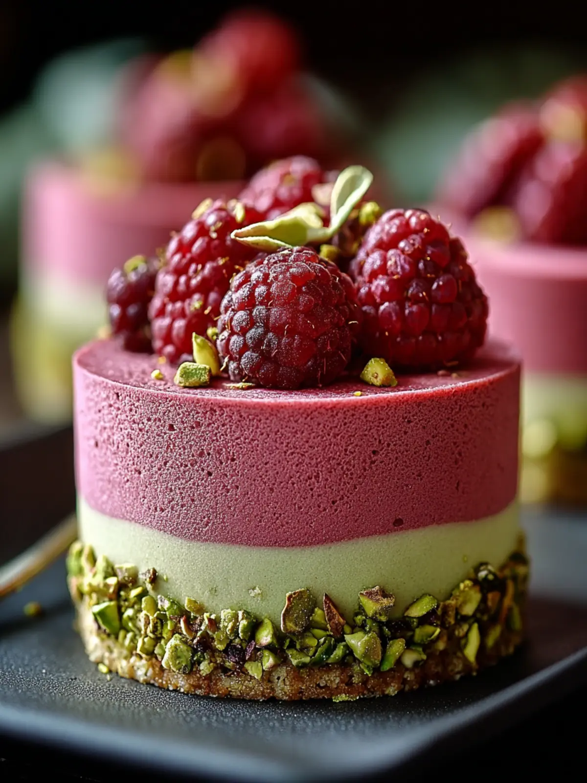 Irresistible Raspberry Pistachio Mousse Cakes: Indulge Today! 8 Irresistible Raspberry Pistachio Mousse Cakes Recipe Fourth Image dbw85p