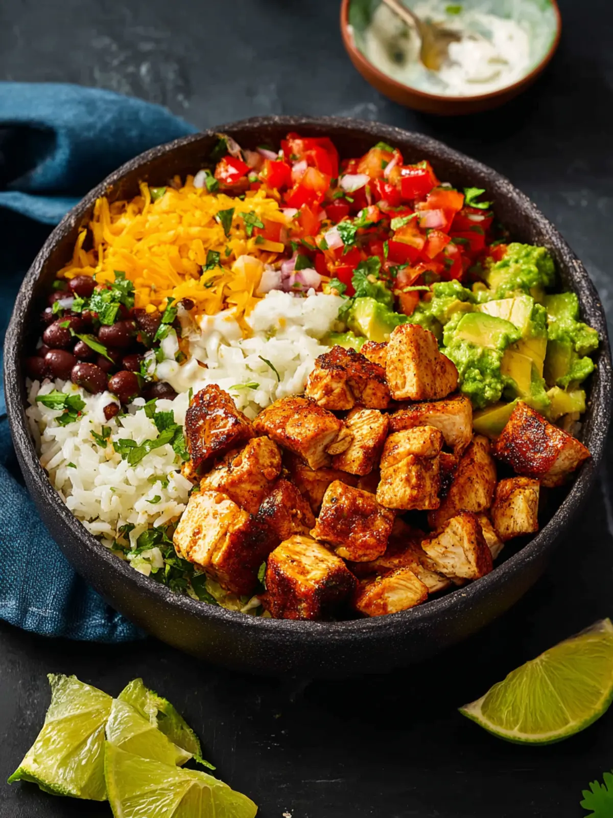 Chicken Burrito Bowl: Best Copycat Chipotle Chicken Recipe 7 Chicken Burrito Bowl with Copycat Chipotle Chicken Third Image ykf7wf
