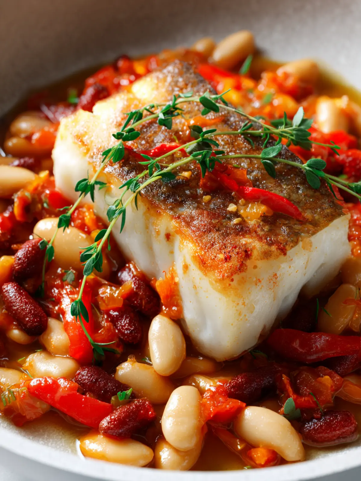 Cod with chorizo and white beans Second Image fy9krm
