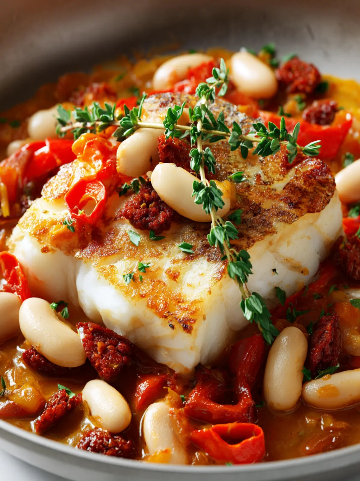 Cod with chorizo and white beans Third Image qj5c2i