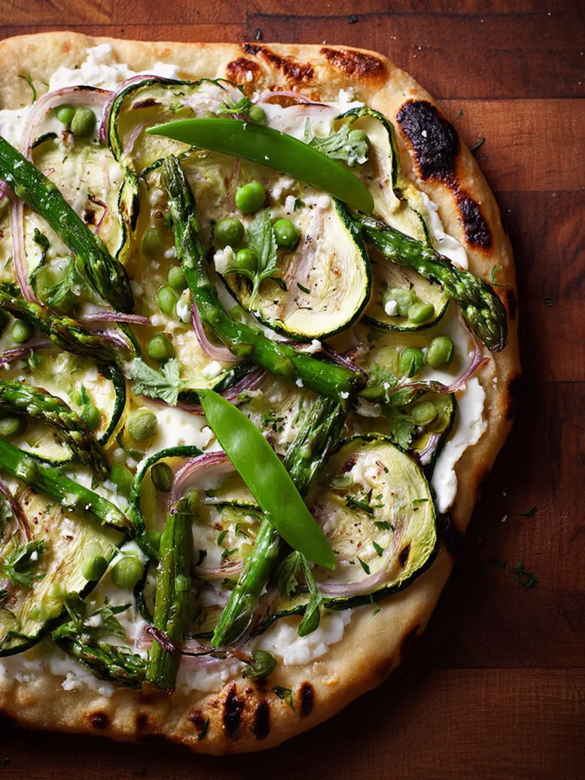Grilled Green Spring Veggie Pizza Third Image ovf0hr